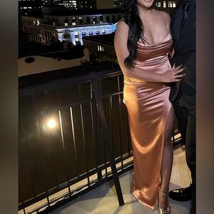 Windsor Satin Maxi Dress in Copper